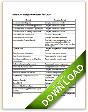 Log of Records Retention Requirements